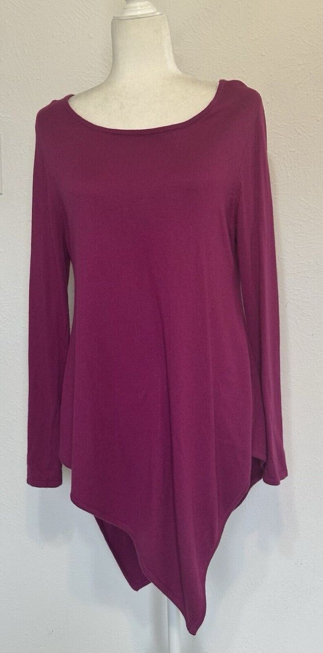 Soft Surroundings Size M Wool Angora Cashmere Blend Knit Asymmetrical Sweater